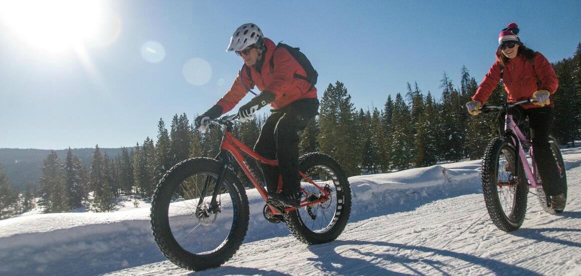 Explore More Winter - Fat Biking in Jackson, Wyoming on a trail