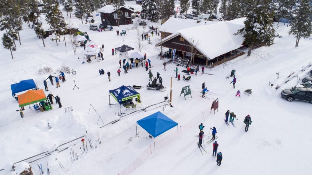 Aerial view of JH Nordic Annual Free Ski, Fat Bike, & Snowshoe Day