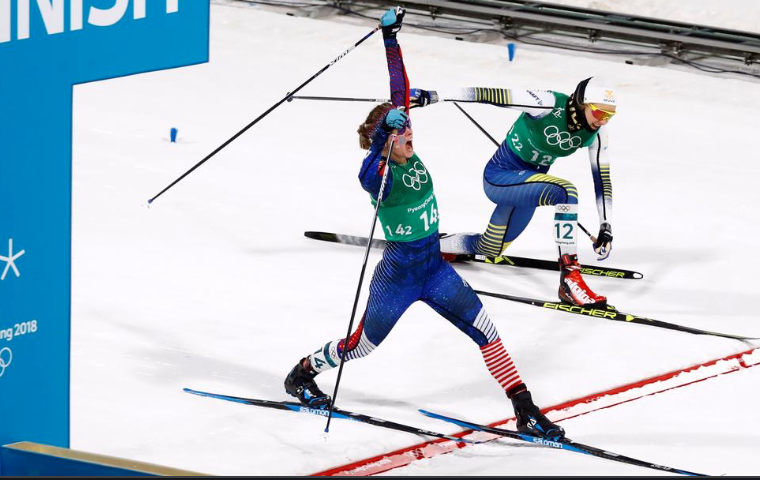 Get in shape for Nordic skiing - Image of a nordic skiier celebrating at a race finish line