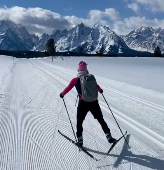 Explore More Winter - JH Nordic skate skiier in Grand Teton National Park