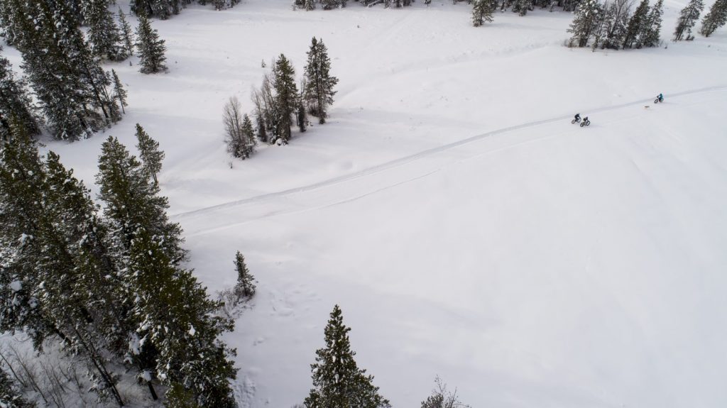 Aerial view of winter trails