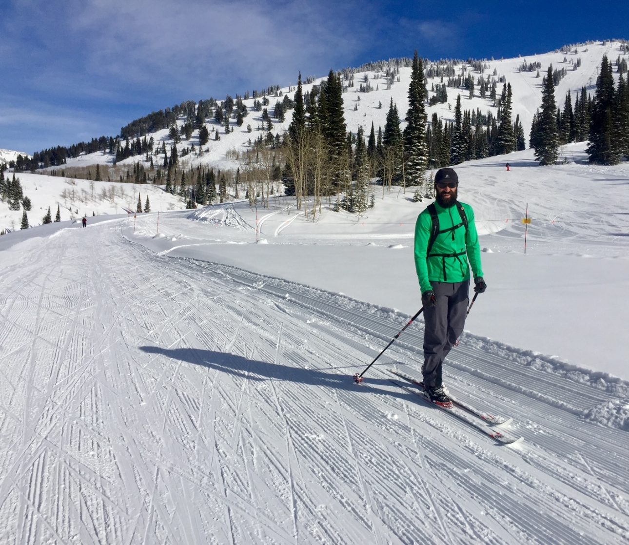 Early Season favorite ski and fat bike trails - image of solo nordic skiier at Grand Targhee