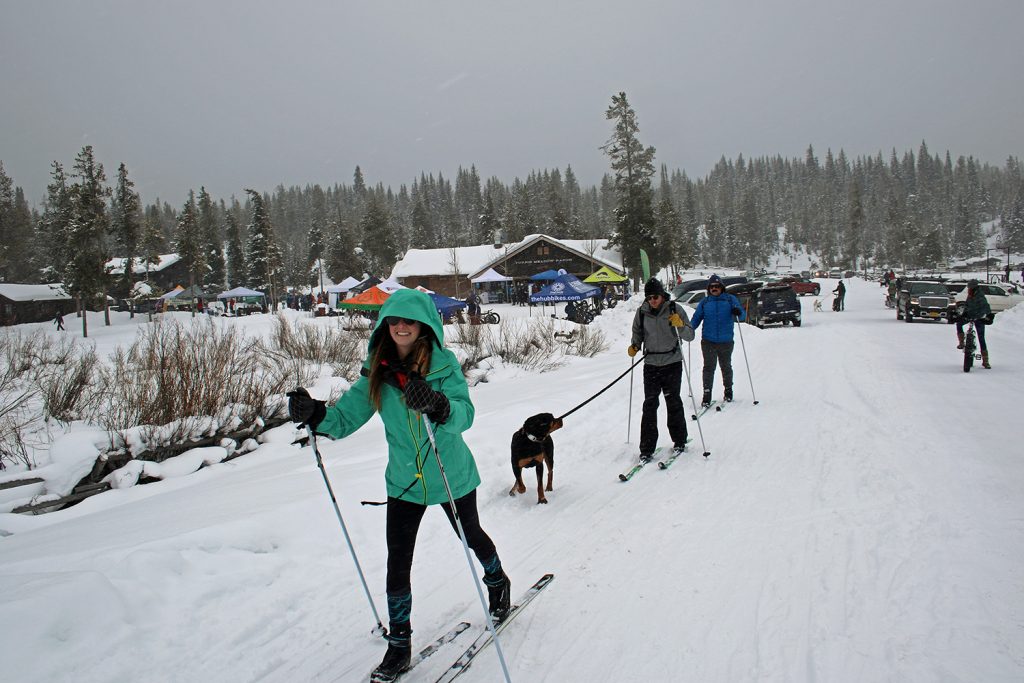 A group of nordic skiers at the Free Ski event at Turpin Meadow Ranch 