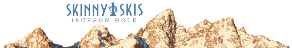 Skinny Skis logo and the Tetons