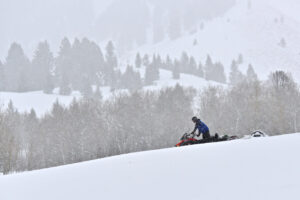 Grooming the fat bike trails on Cache Creek in a snowstorm