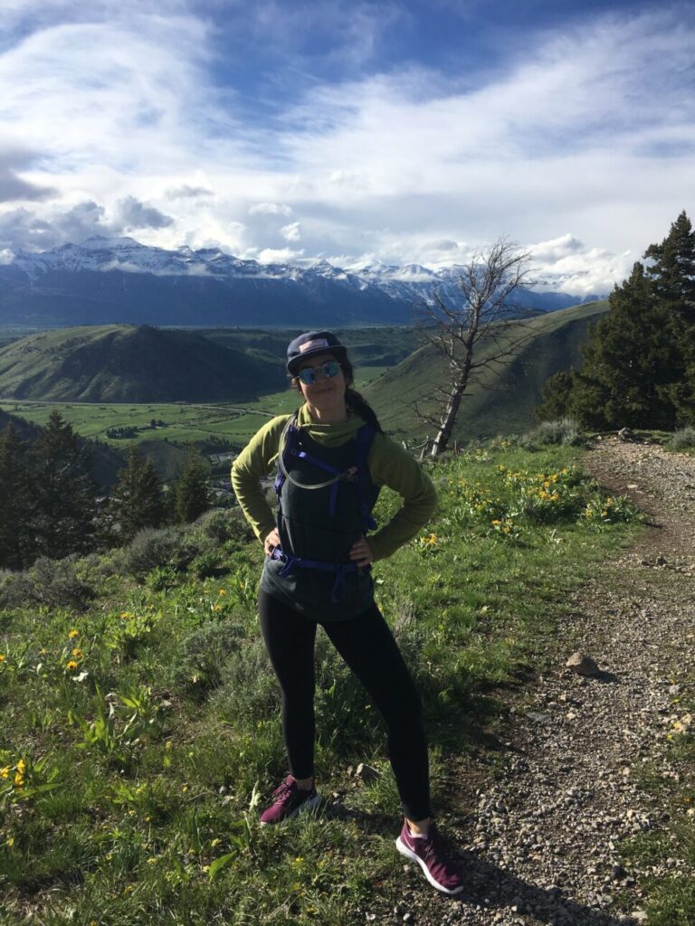 Hiker near the summit of Josie's Ridge 