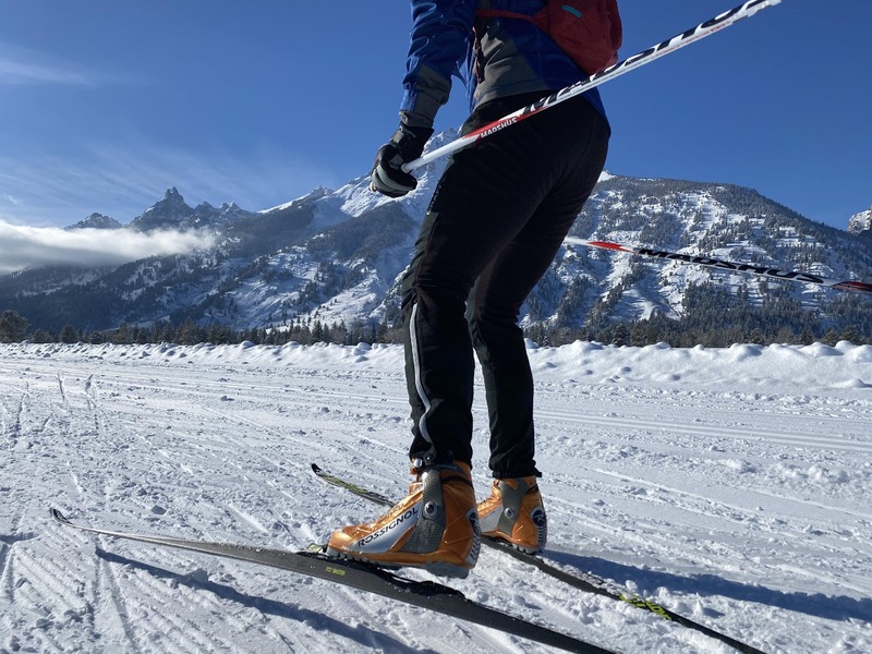 JH Nordic Beginner's Guide to Cross Country Skiing Part 1: Where to Start. A close up of a skate skiier