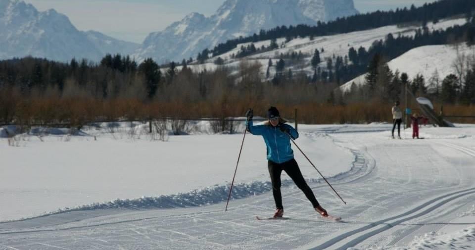 Skiing the track at Turpin Meadow Ranch