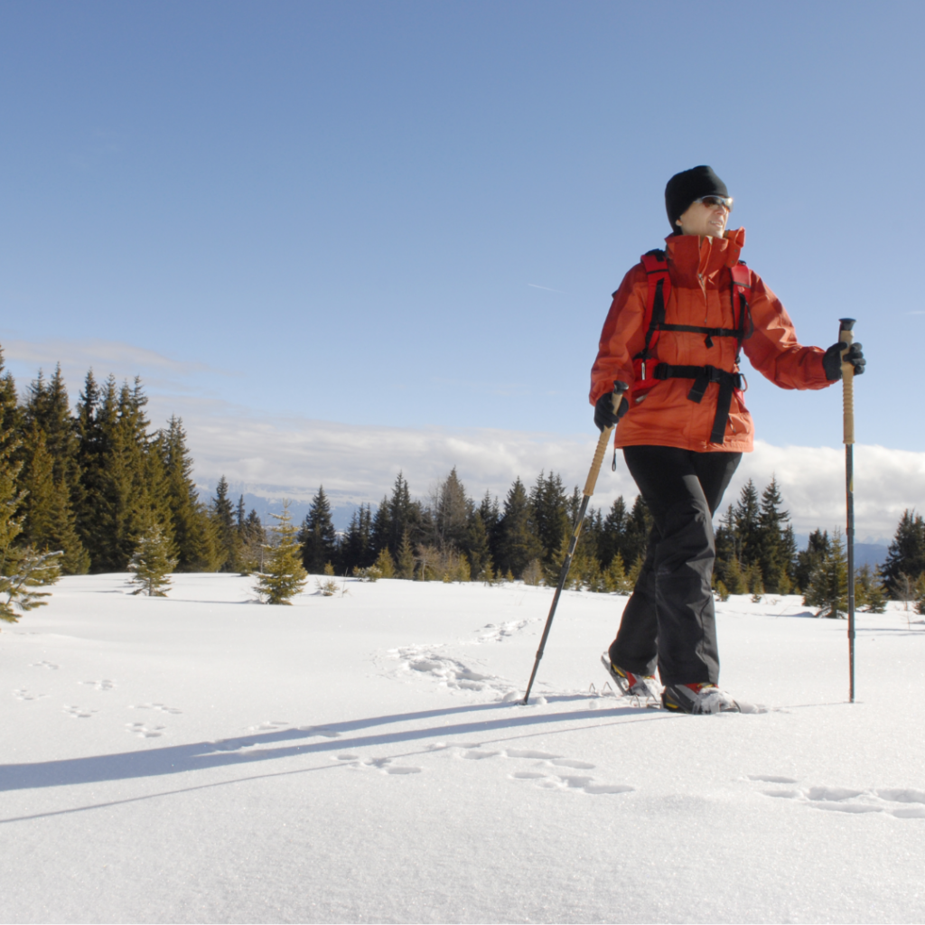 winter trail etiquette - image of a snowshoer
