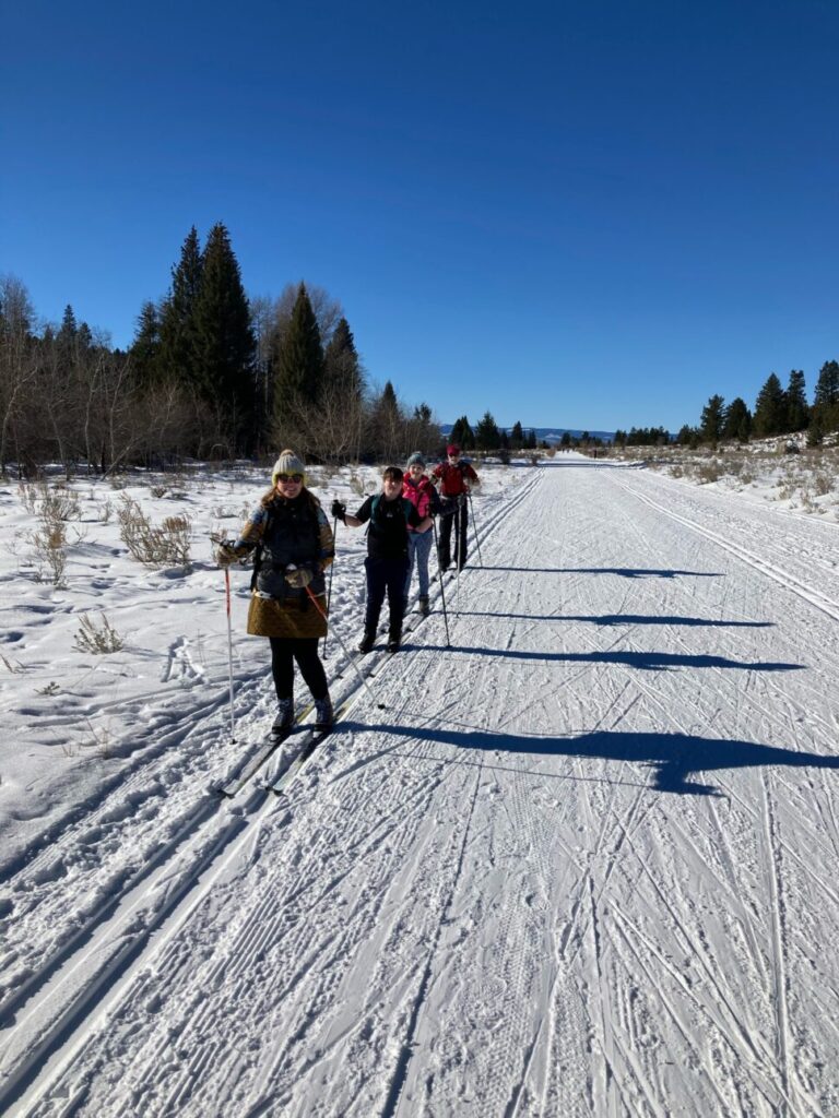 Sara and friends XC skiing in Teton Canyon - Advocate for your well-being