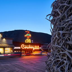 The neon sign outside the Million Dollar Cowboy Bar