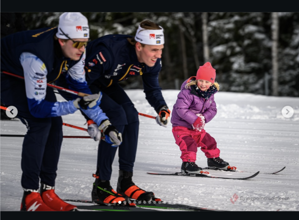 small child racing the wax testers on her nordic skis after school Credit Flyingpoint.com image